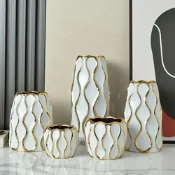 Black White Electroplated Ceramic Vase Modern Home Living Room Decoration Ornaments Flower Arrangement Dried Flower Golden Vase