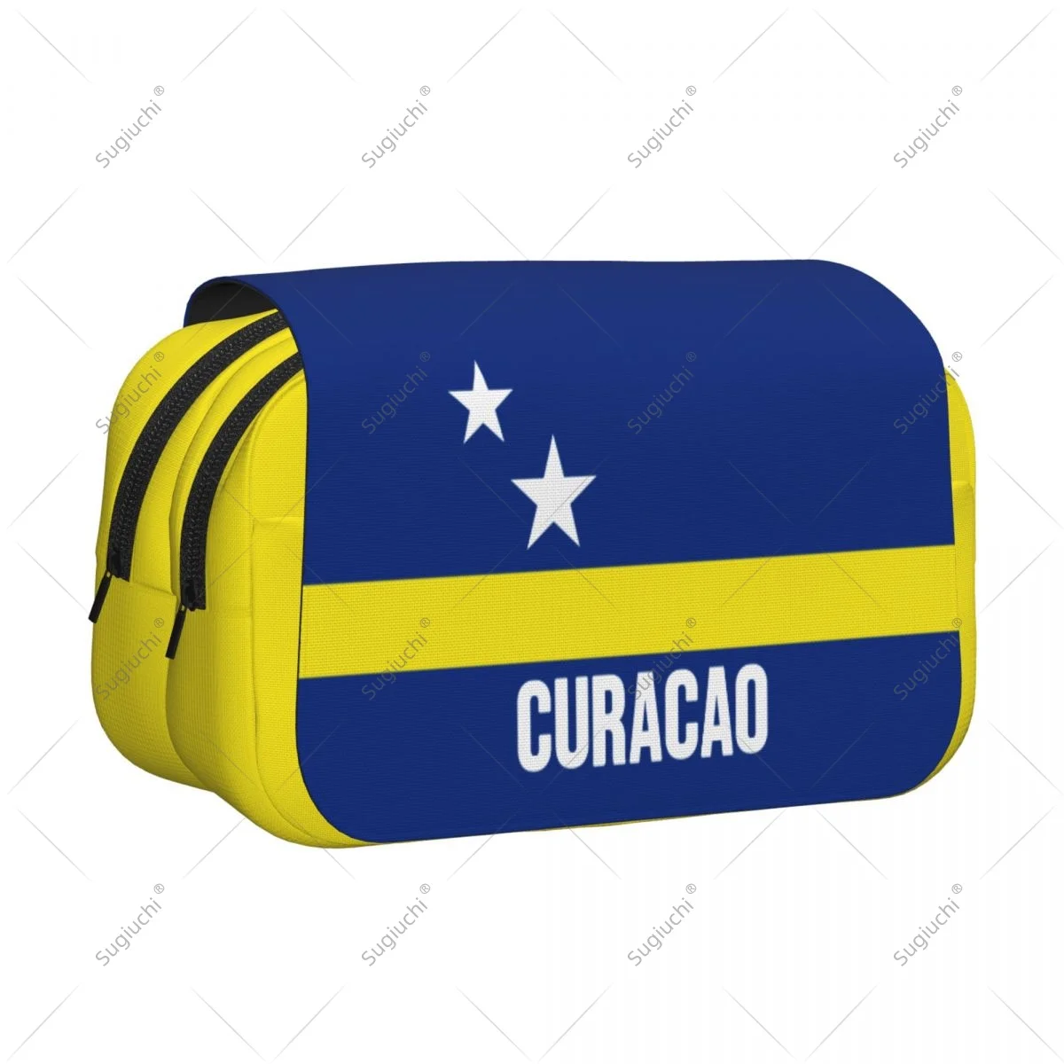 صندوق رصاص مقص أكياس ثلاثية الأبعاد علم كوراكاو طبقة مزدوجة أكسفورد القماش القرطاسية تخزين القلم #1