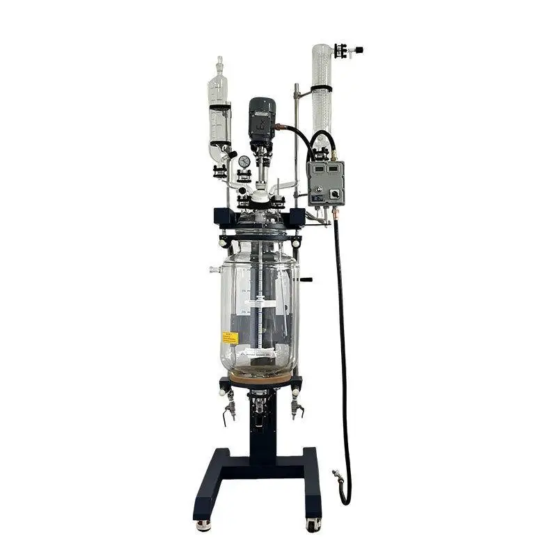 Laboratory Large Lifting Jacket Glass Reactor Double-layer Glass Rotary Reaction Pure Essential Oil