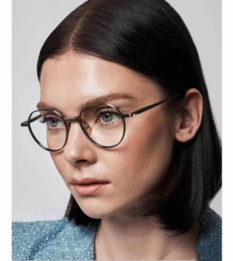 إطار نظارات بيضاوي أنيق ياباني DTX150 للرجال والنساء خفيف الوزن مصنوع يدويًا من التيتانيوم وجه كبير نظارات ريترو للأعمال