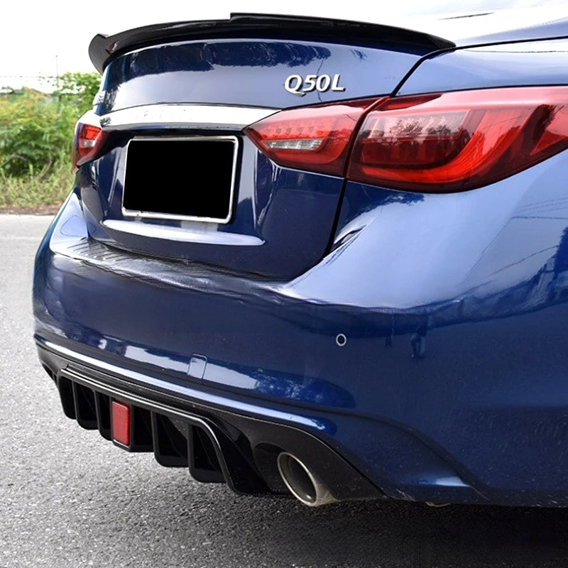 Rear Lip for 2018 2019 2020 2021 Infiniti Q50 Restoration Surround Rear Spoiler Carbon Fiber with light surround