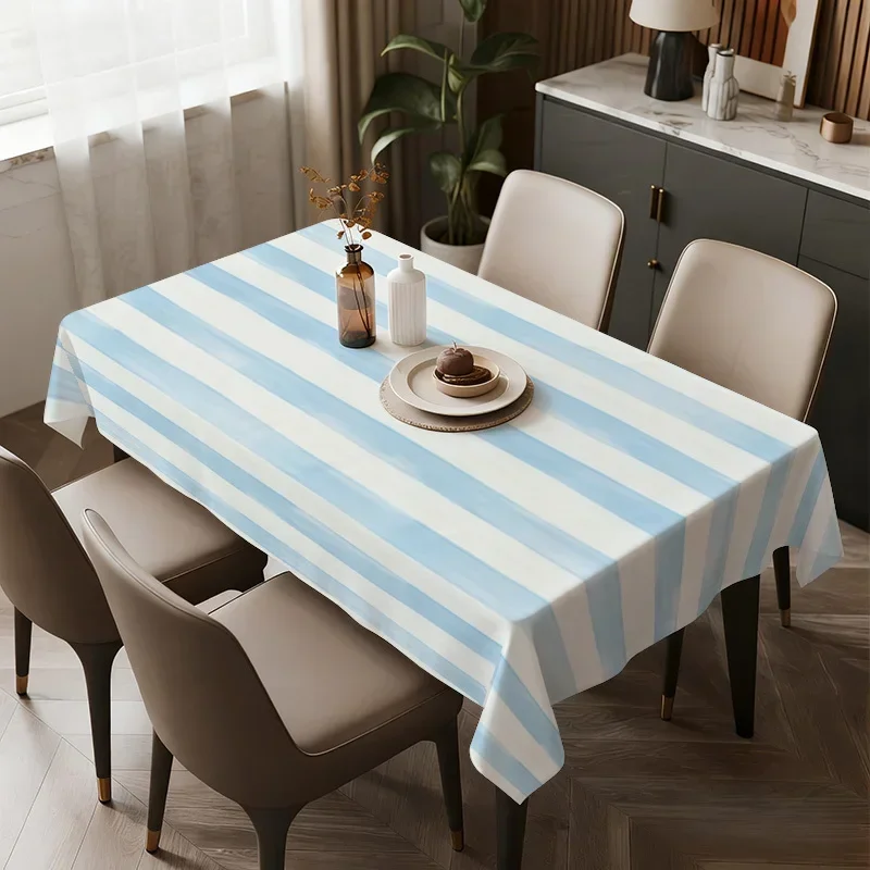 One blue and white striped tablecloth, suitable for dining tables, coffee tables, outdoor picnics and campingxzj