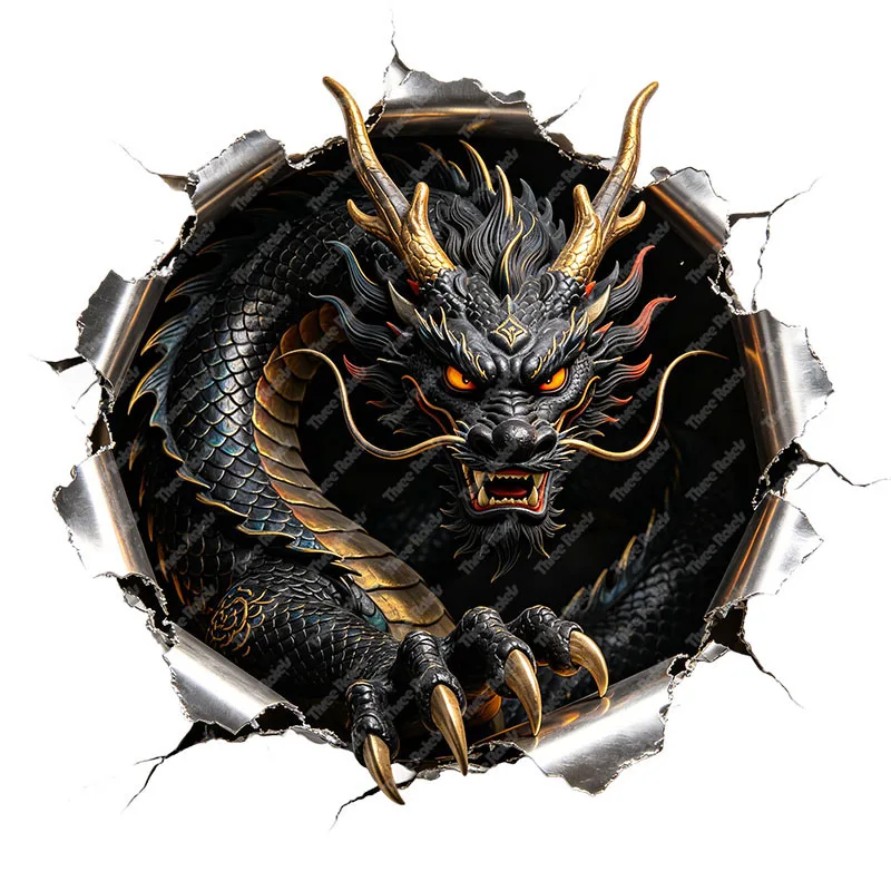 Three Ratels CAB66 dark Dragon Hole breaking stickers for home decoration wall stickers Car decals