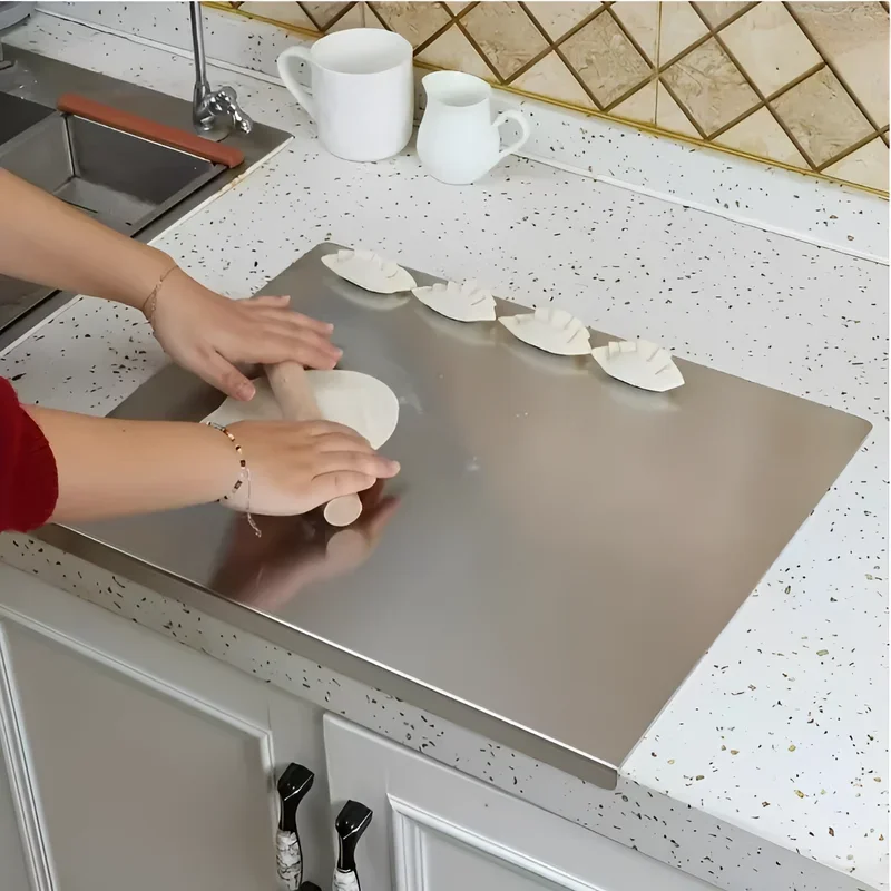 L-shaped Chopping Board Stainless Steel Large Size Doublesided Chopping Board Kitchen Tool Home Fruit Cutting And Kneading Panel