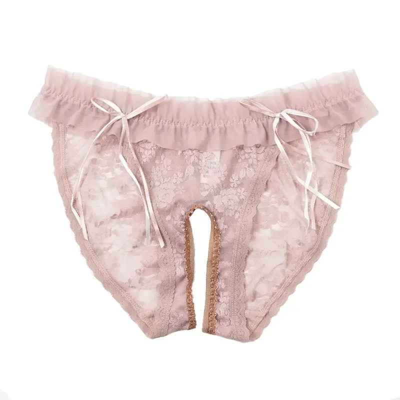 Männer Frauen Spitze Krempe Bogen Ouvert Slip Sexy G-Strings Bikini Sissy Unterwäsche Homosexuell Unterhose Niedrige Taille Phantasie Höschen Homosexuell tanga