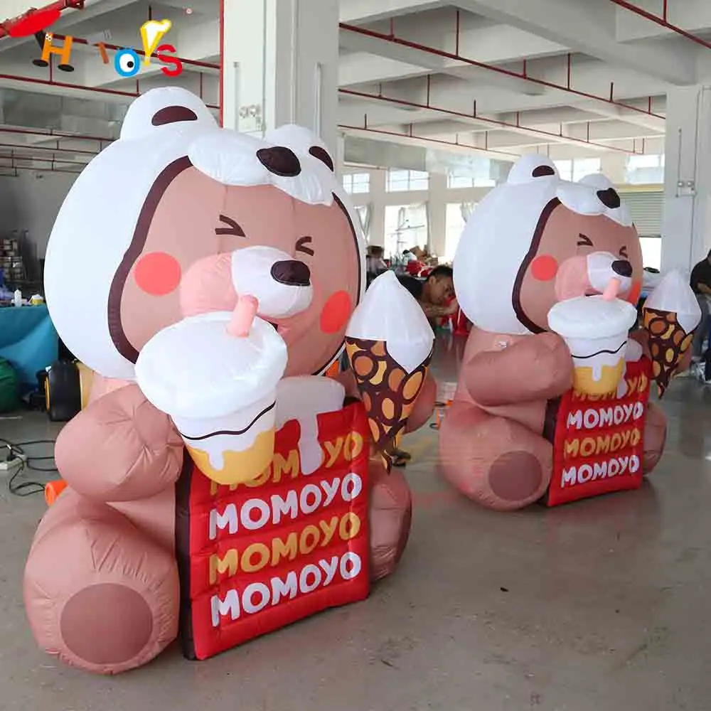 Fast Shipping Lovely Inflatable Bear Cartoon with Ice-cream Blow Up Inflatable Cartoon Model for Advertising