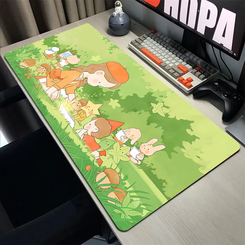 

Pc Gamer Mouse Pad Gaming Mousepad Kawaii Plant Grass Large Speed Rubber Desk Mat XXL Office Carpet Cute Animal Keyboard Pads