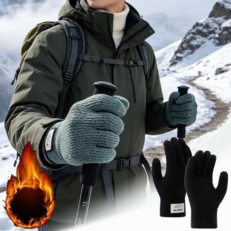 1-10Pairs Winter Gloves for Men Women Thermal Windproof Touchscreen Thick Knitted Riding Cycling Camping Outdoor Sports