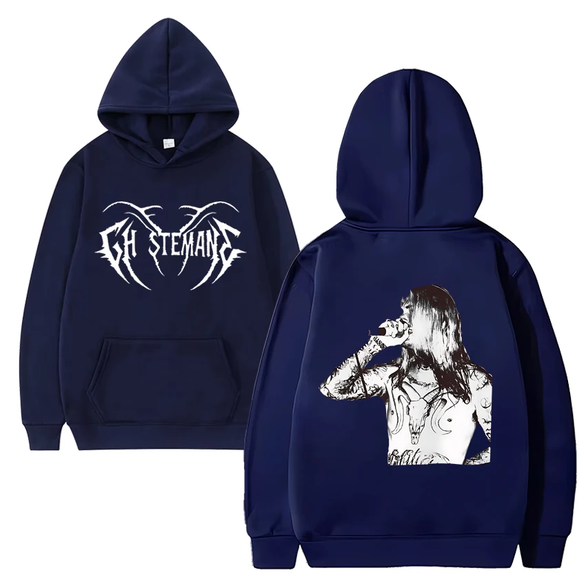 Ghostemane piosenkarka gotycka dwustronna bluza z kapturem z nadrukiem nowy mężczyzna kobiet Casual hiphopowy sweter unisex polarowa bluza z długim rękawem