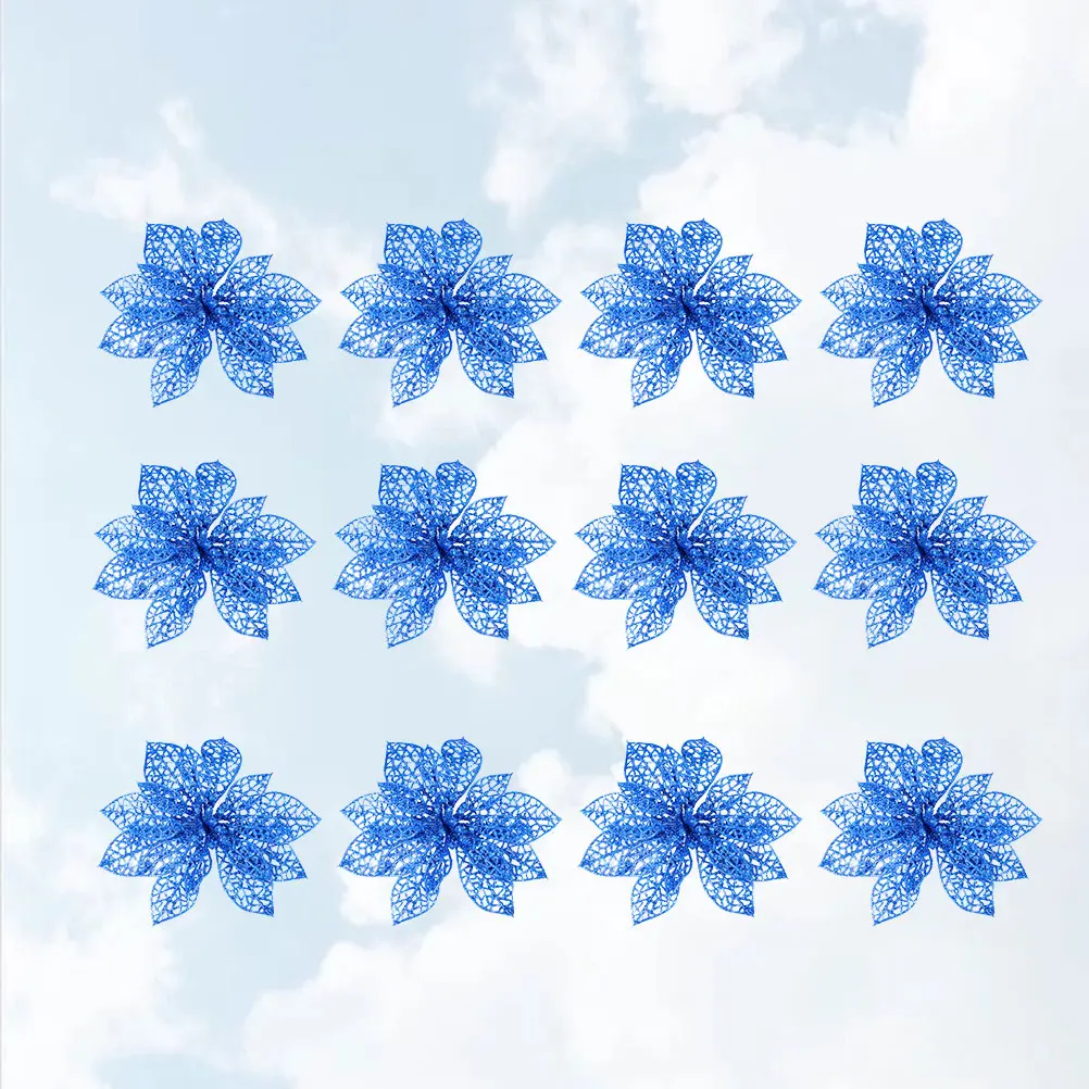 

12 Pcs Christmas Artificial Flowers Butterflies for Tree Decoration Decorations