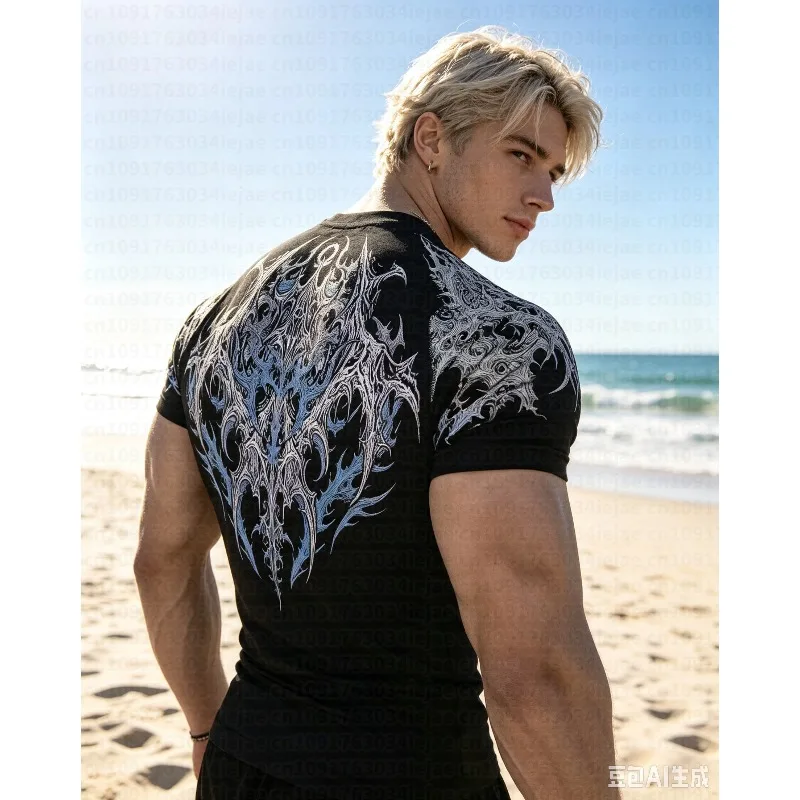 2026 New Men's Compression Shirt Quick Dry Muscle Training Tee High Stretch Athletic Top for Men Summer T-shirt Men's Kid