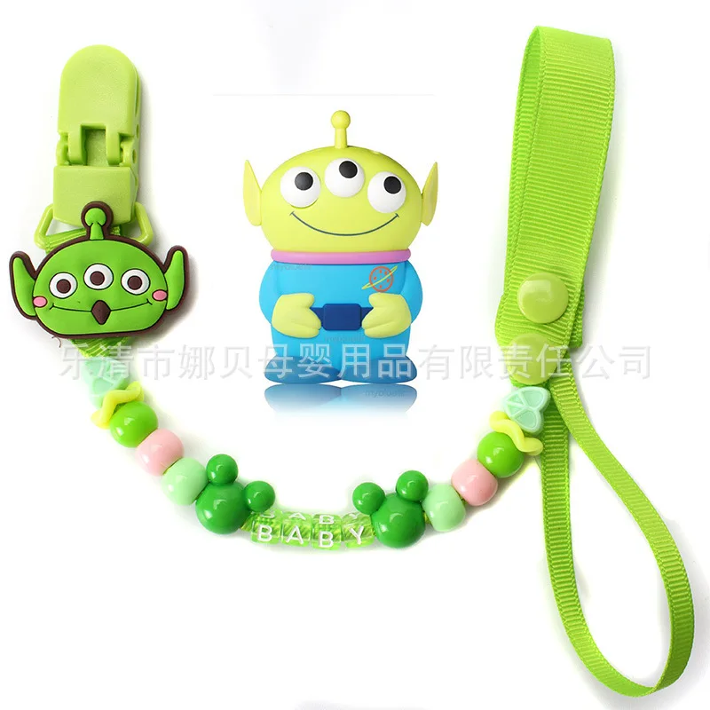 Disney Anime Baby Pacifier Hole Clip Chain Figures Toys  Anti-lost Chain Stitch Mickey Mouse Baby Silicone Belt Newborn gifts