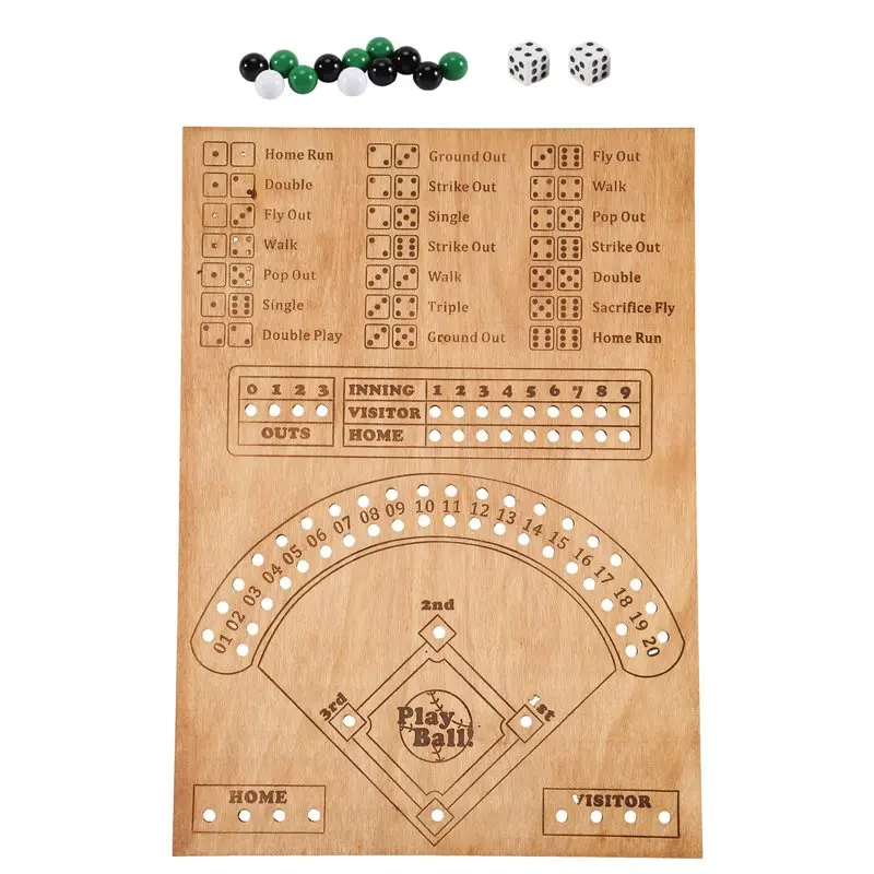 

WOTT-Baseball Dice Board Game Wooden Dice And Board Game Interactive Double Table Game Fun Sports