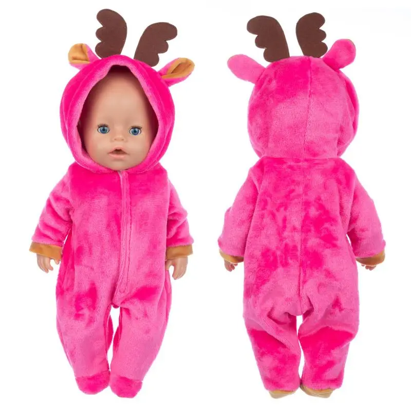 Novo animal roupas de pelúcia terno apto para 43cm nascido boneca 17 Polegada acessórios boneca reborn