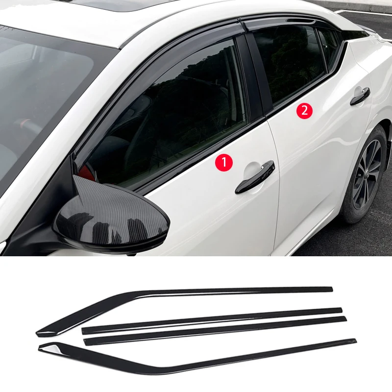 

Car Accessories For Nissan Sentra sylphy 2020 2021 2022 2023 ABS black carbon Exterior Window Molding Strip Sill side Cover Trim