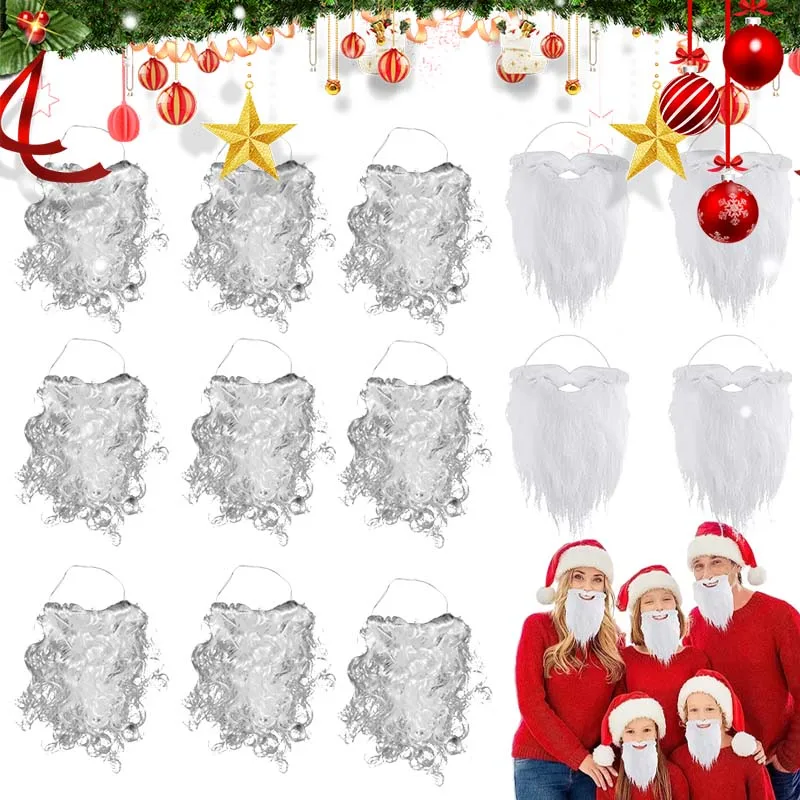 1-10PCS Kerstman Baard Witte Nep Snor Kerst Kostuum Accessoire Prop voor Kinderen en Volwassenen Vakantie Feest Cosplay Decoratie