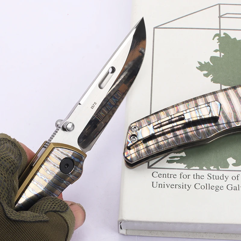 New Fire Handle Titanium Alloy Handle VG10 and M390 Blade Anti body Fishing Pocket Fruit Portable EDC Knife
