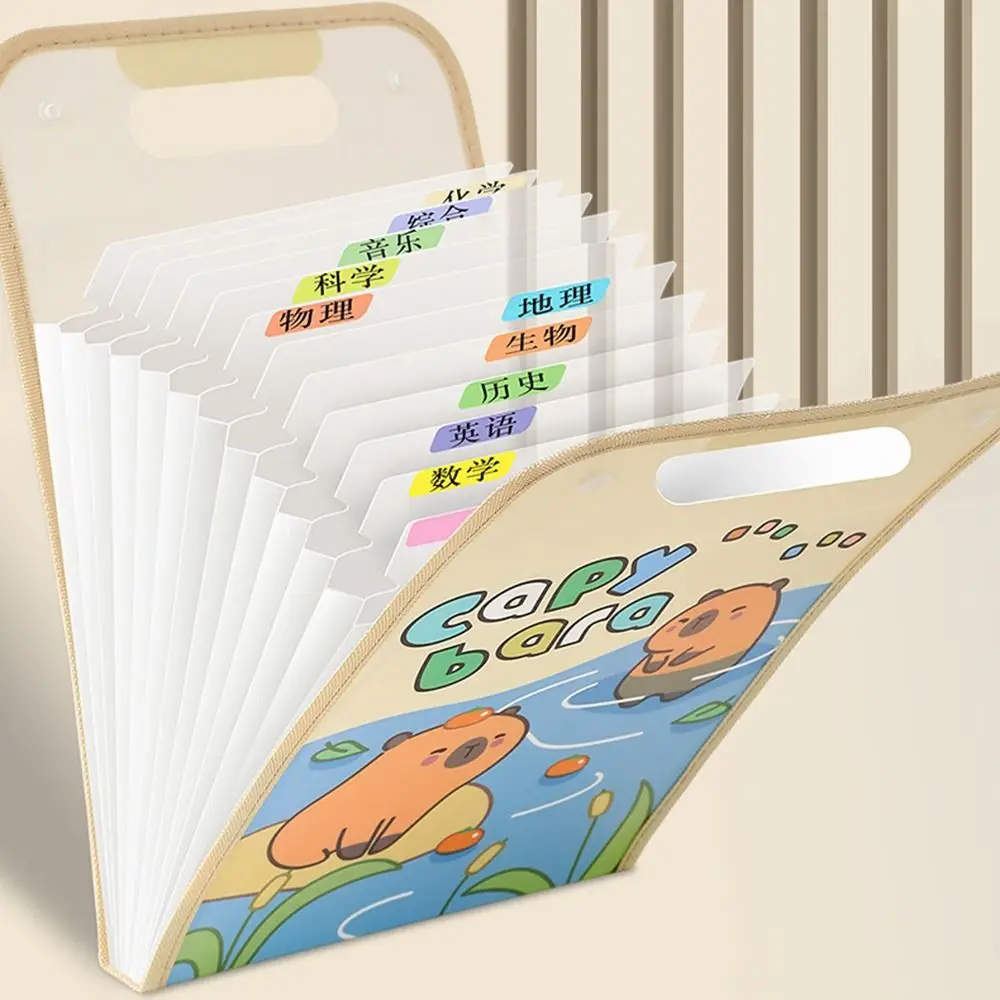 Panda Handheld A4 File Folder Multi-layer Cute Test Paper Storage Bag with Index Stickers Large Capacity Exam Paper Organizer