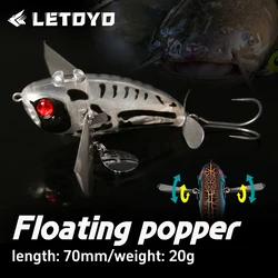 LETOYO 70mm/20g Topwater Noisy Bait Golden Cicada Propeller Popper Lure Bionic Floating Hard Baits For Bass Catfish