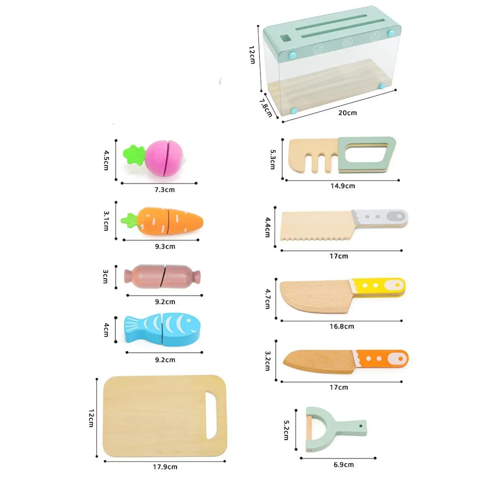 Kids Knife Set Montessori with Storage Rack Develop Motor Skills Play Kitchen