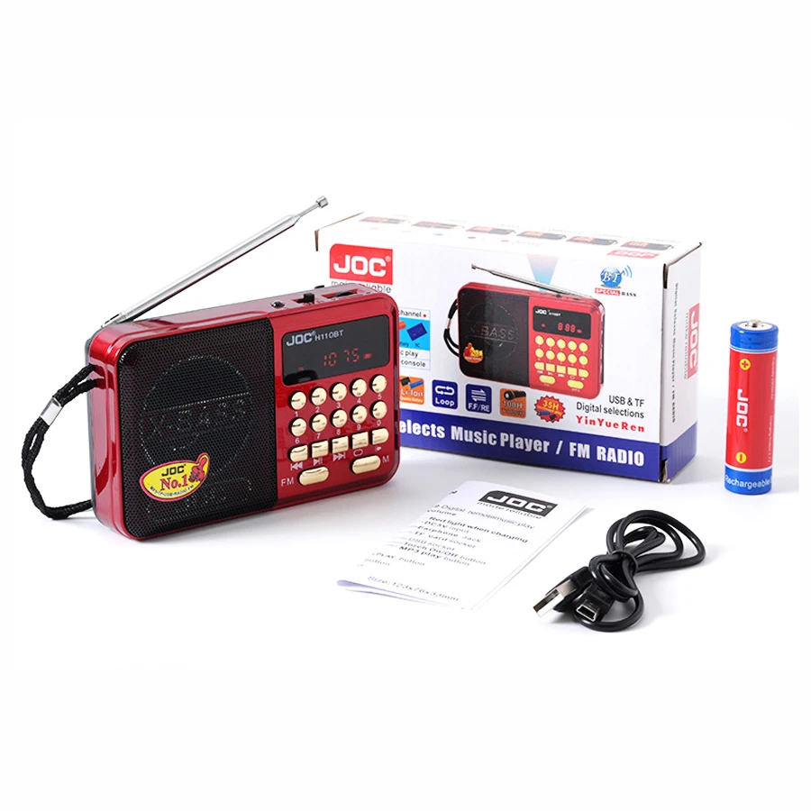 مكبر صوت متوافق مع البلوتوث، مكبرات صوت ستيريو محمولة وراديو FM، مشغل بطاقات USB TF قابلة لإعادة الشحن مع جهاز استقبال ستيريو FM #5