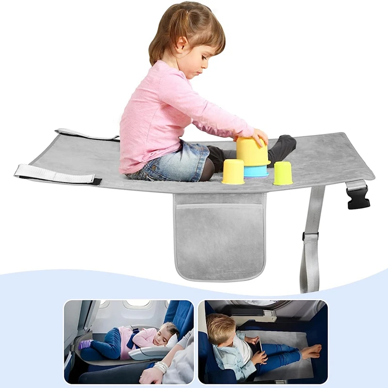 Toddler Airplane Travel Bed Airplane Footrest Cushion Extender For Kids, Kids Airplane Travel Essentials, Grey