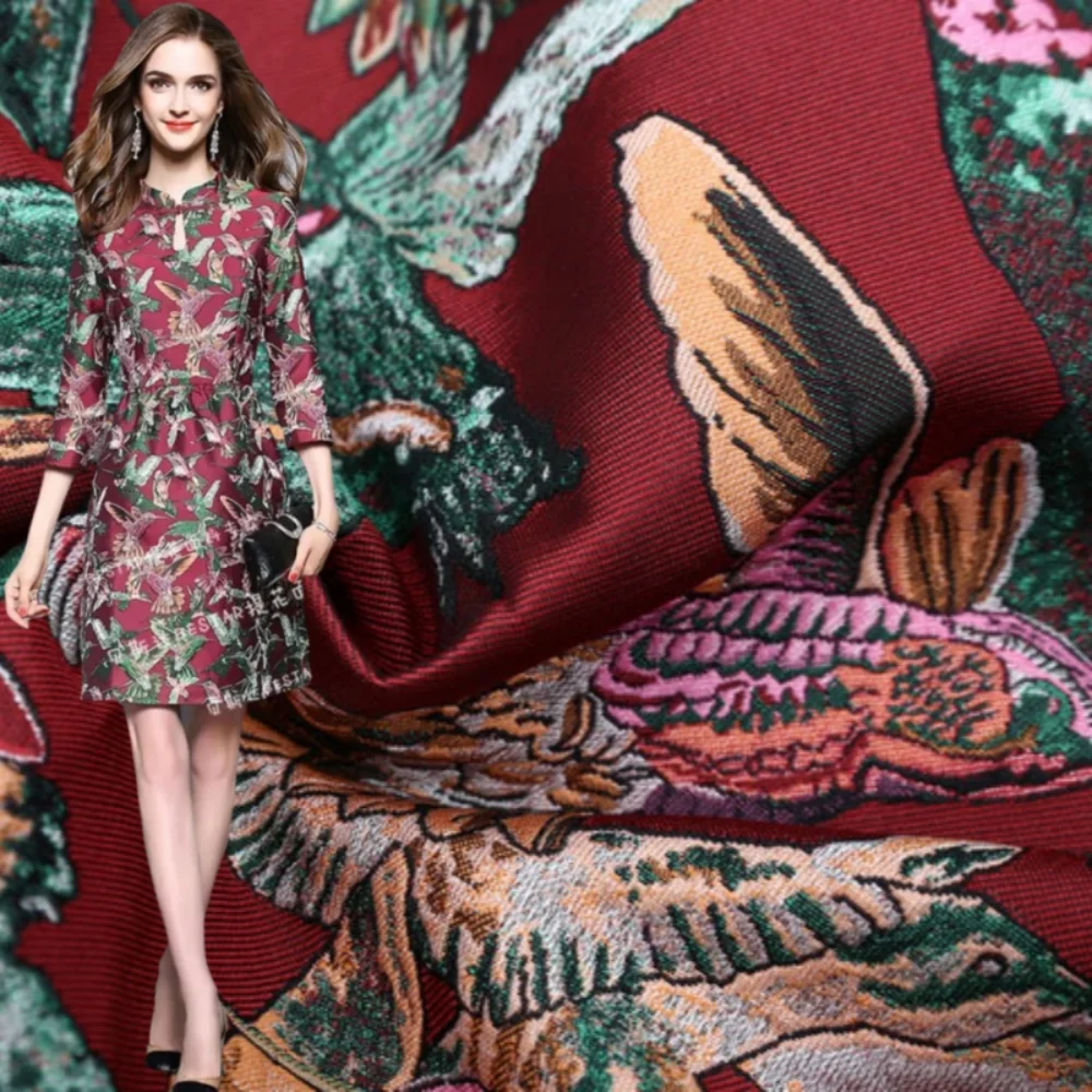 

Окрашенная в пряжу парчовая жаккардовая ткань, костюм с летающей птицей, пальто, платье, одежда, европейский бренд, модный дизайн, оптовая продажа, ткань