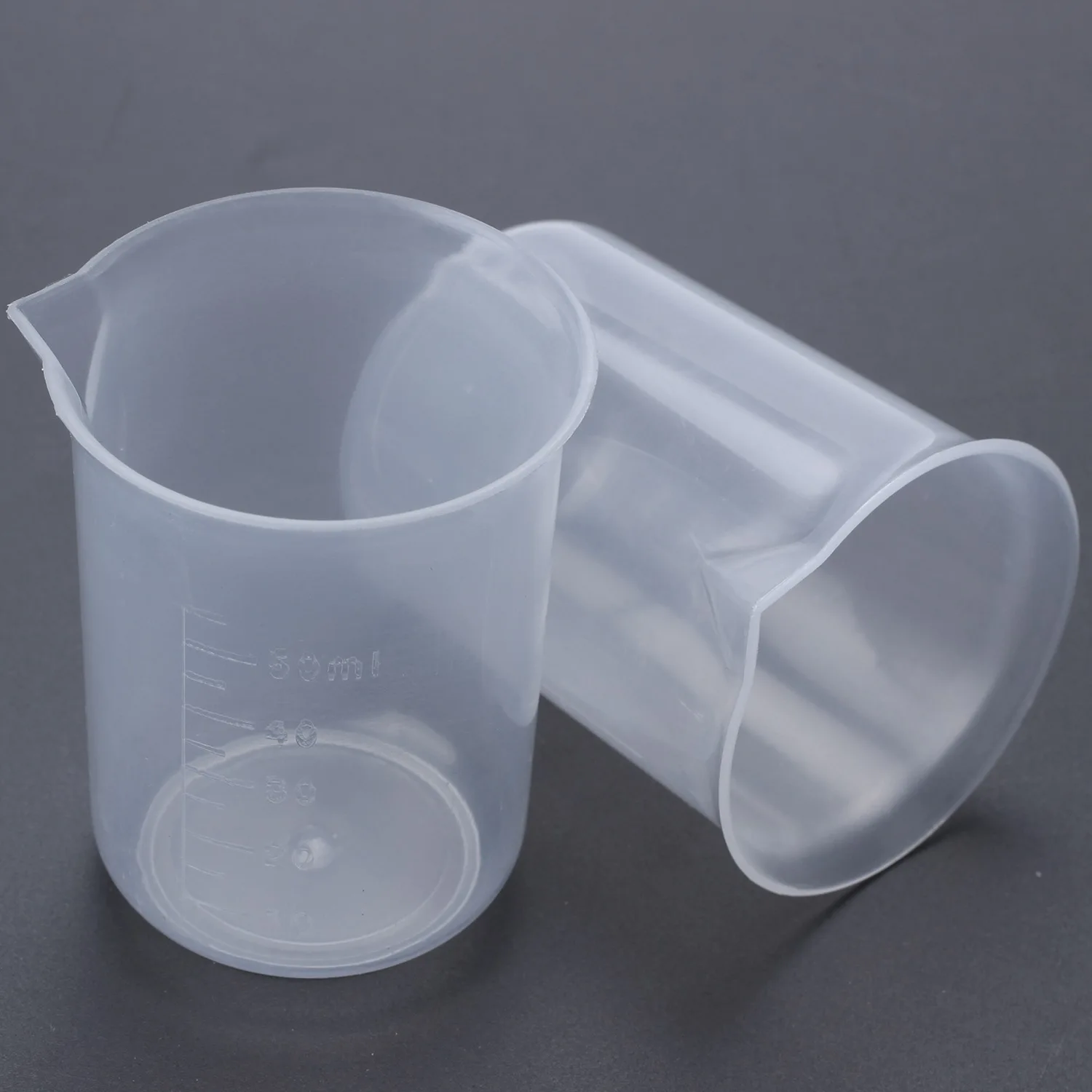 

50mL Graduated Beaker Clear Plastic Measuring Cup for Lab 2 Pcs