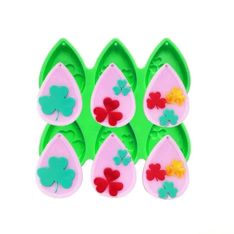 

D46E Клевер Силиконовая форма Формы для эпоксидной смолы Серьги Ювелирные изделия Форма Брелок Подвеска Литейные формы