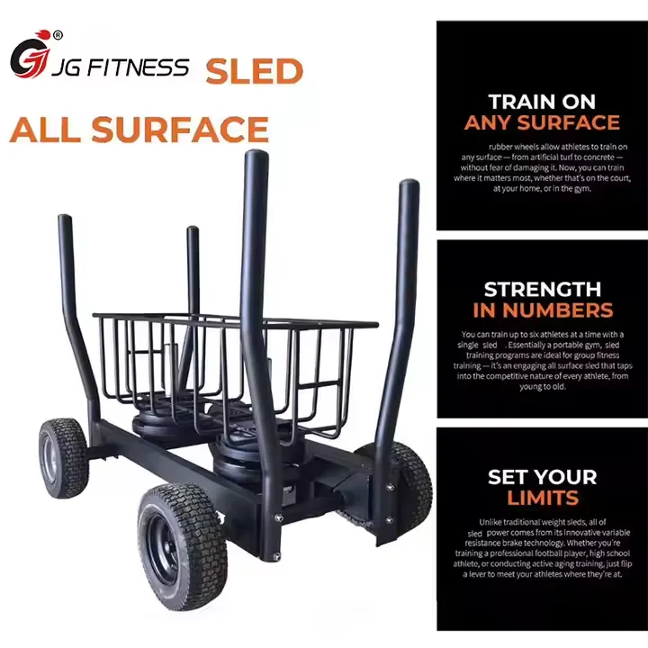 All Surface Gym Equipment Workout Sled Push Pull Trainer with Exercise Prowler Fitness Training Wheels for Gym Use