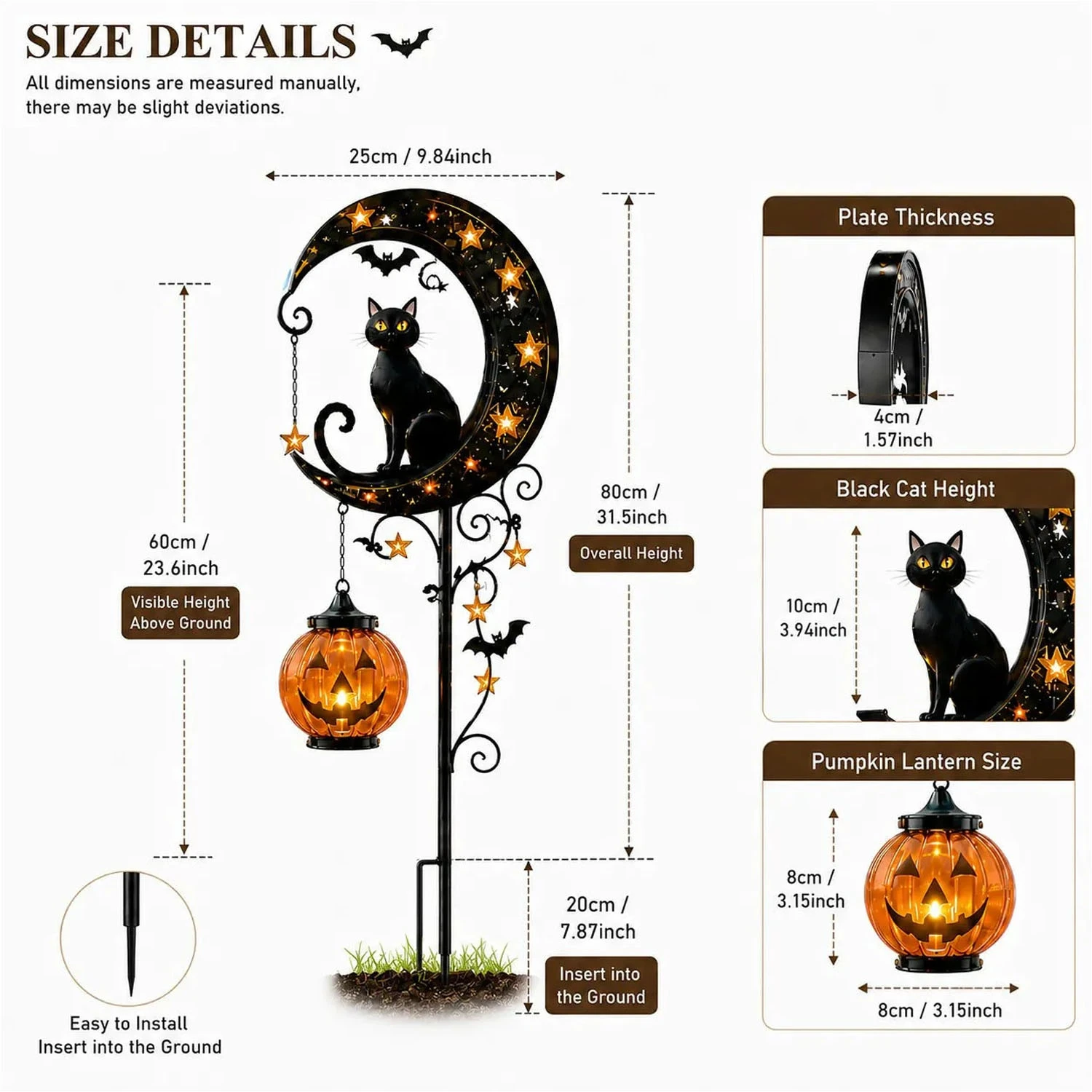Outdoor Lighting Halloween - Solar Halloween Black Cat & Pumpkin