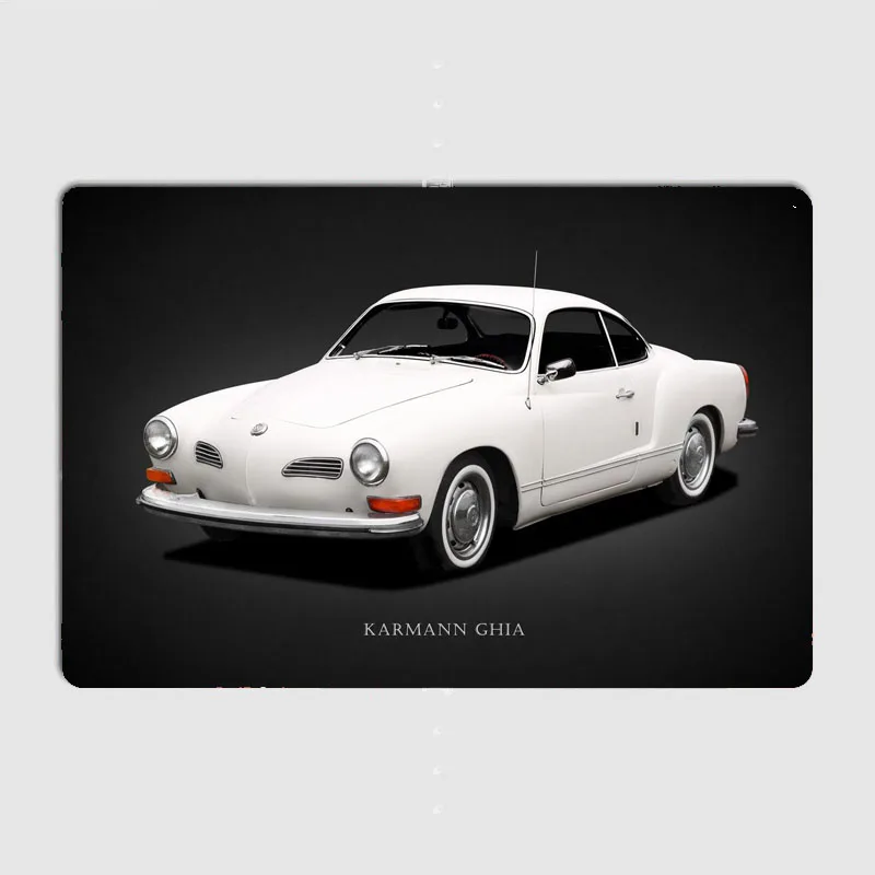 Classics Car White Two-Door Economy Car Metal Plaque Poster Club Home Bedroom Bar Classic Tin Sign Room Decor Wall Decor