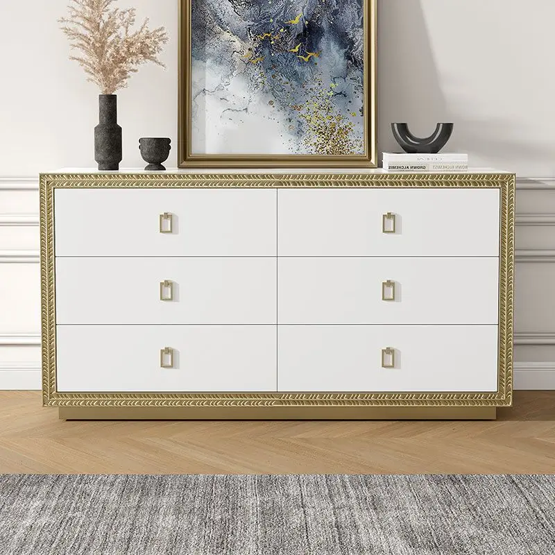 Luz americana de luxo, armários de quarto de madeira maciça 6 armários de baú La Rochelle simples e moderno luz francesa, armários laterais de jantar