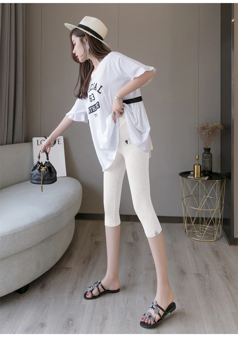 

Fashion Patchwork Pregnancy Shorts Pants Maternity Summer Clothes Knee-Length Pregnant Women Leggings Low-rise Cotton Trousers