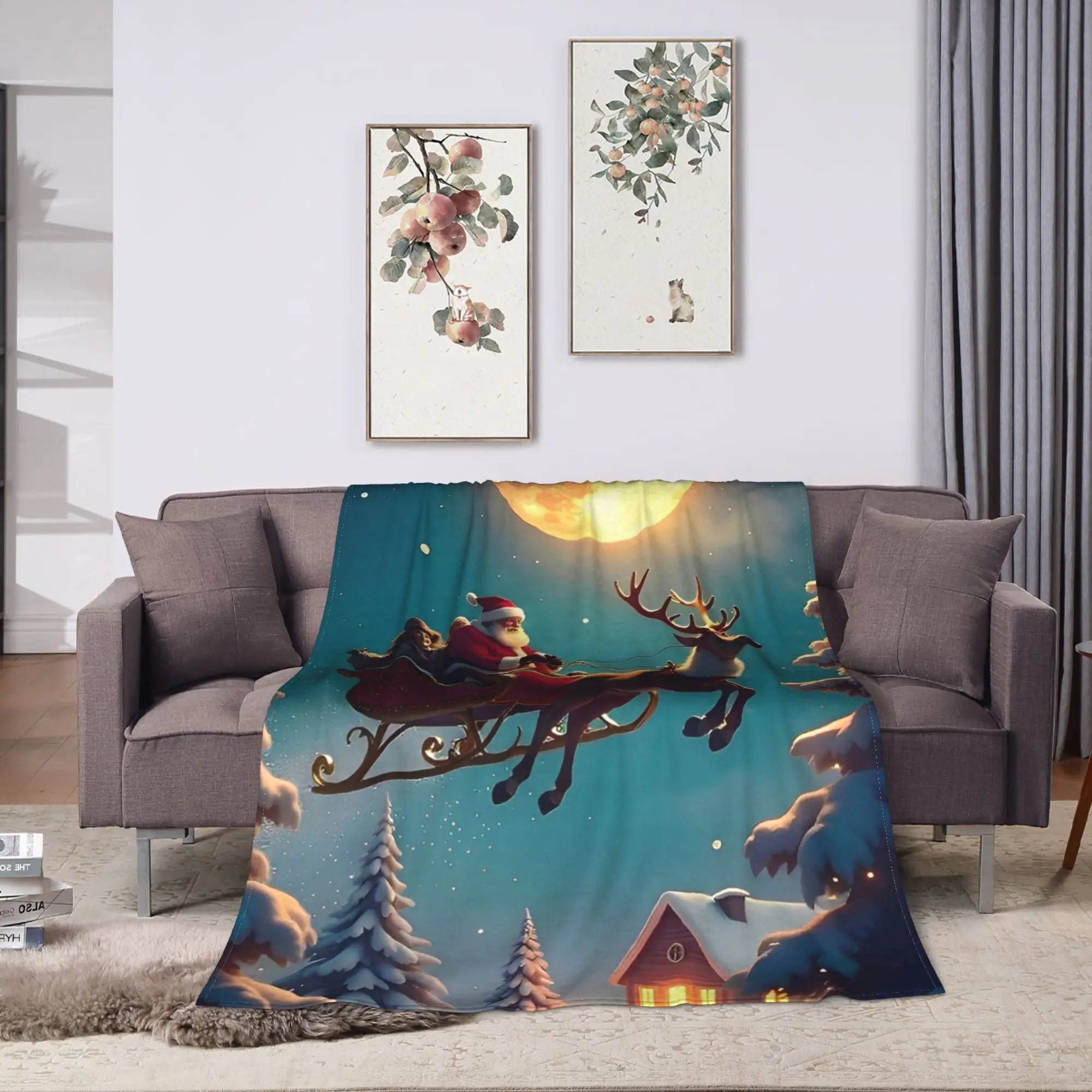 Christmas Santa  Plush Blanket Girls Boys  Flannel Bedding Throws For Couch Bed Warm Custom DIY Quality Bedspread Birthday Gift