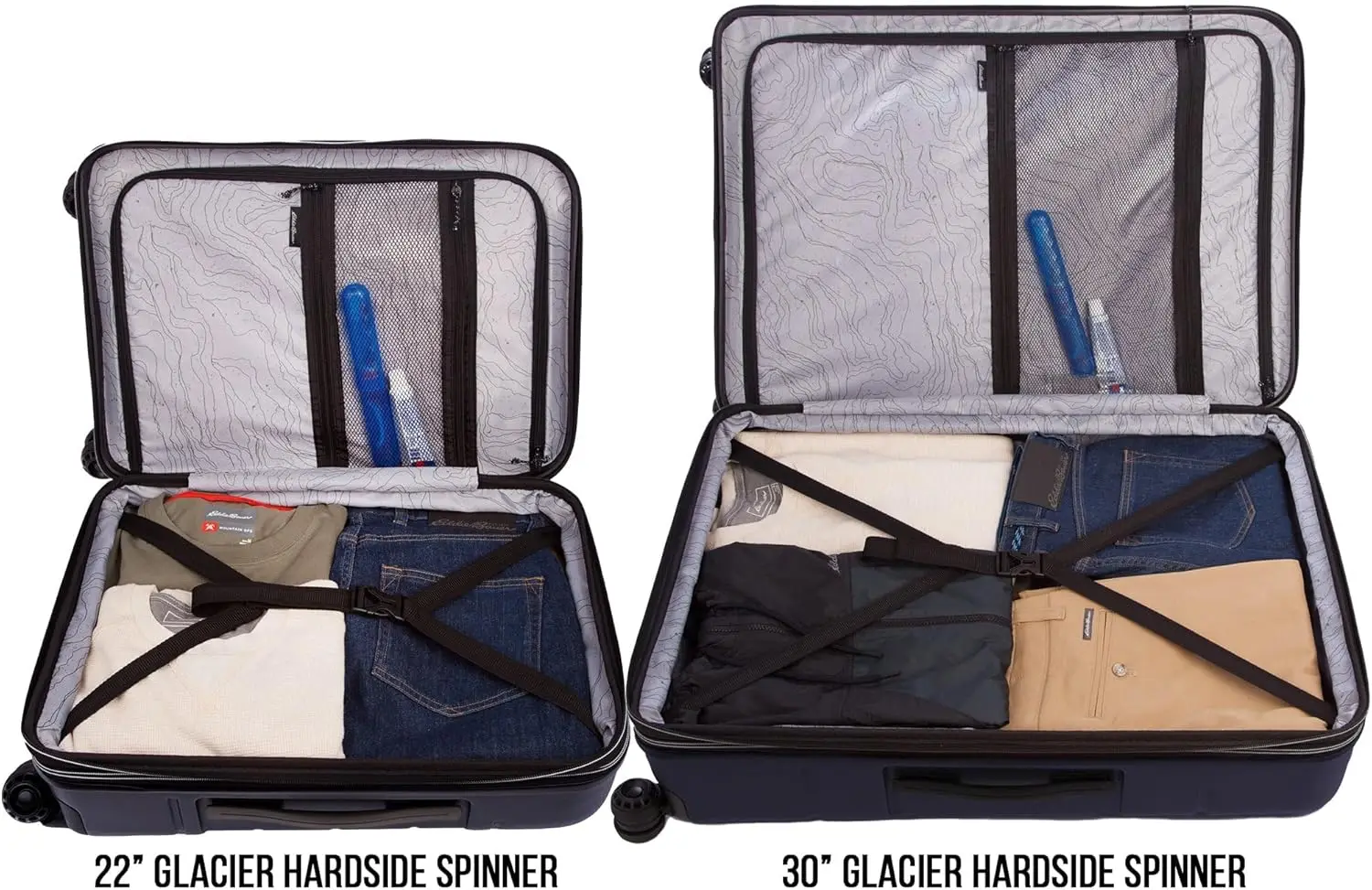 Glacier Hardside | Spinner Wheels | Expandable | Lightweight | Durable | Travel Essentials, Storm, 2-Piece Luggage Set