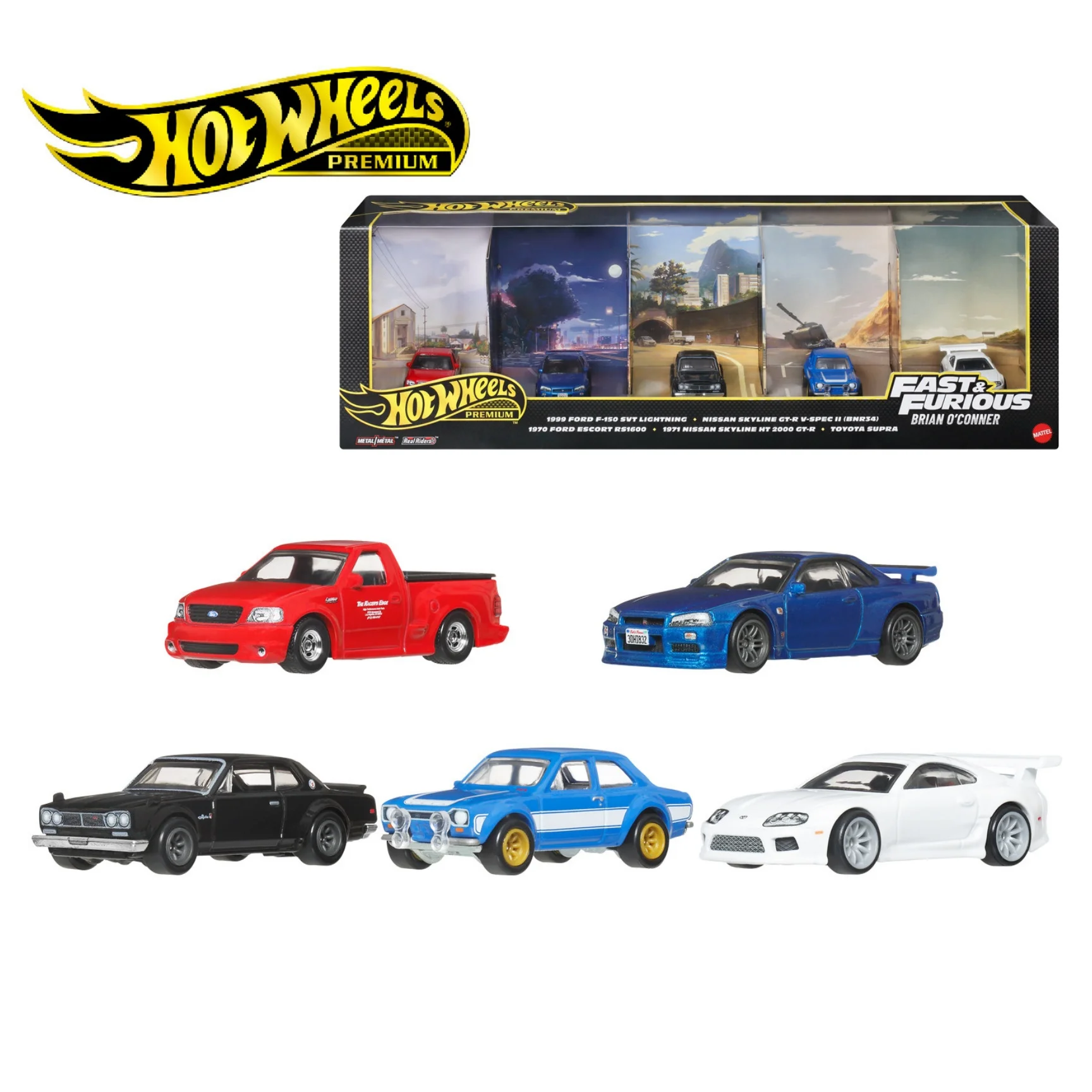 New Original Hot Wheels Premium Fast And Furious  Jmn13 5pcs Diecast Car Set Metal Real Rider Vehicle Model Collection Car Toys