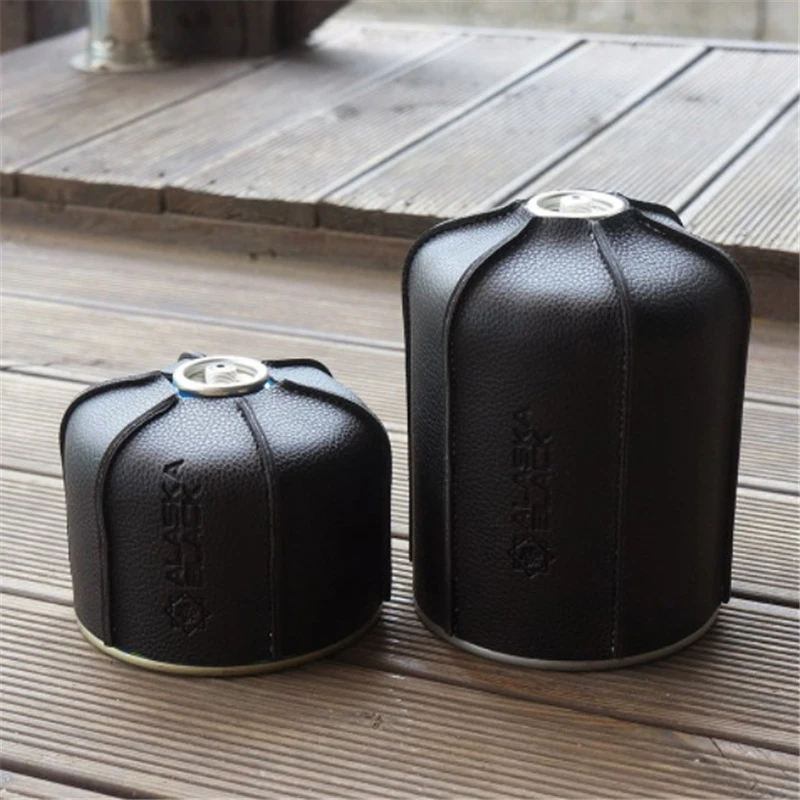 ที่คลุมเครื่องทำความร้อนใช้แก๊ส PU ทนทาน, ฝาครอบป้องกันถังเติมลมตั้งแคมป์ถังแก๊สถังหนัง