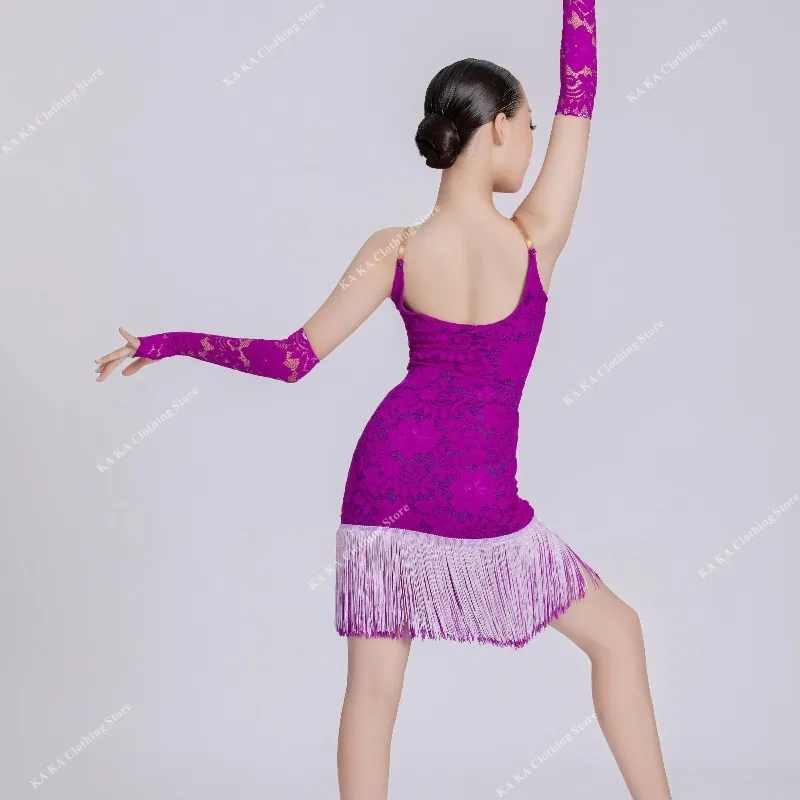 Fringe Rumba Salsa Latin Dance Dress Girls Tassels Tango Samba Dance Costume Girls Ballroom Dance Competition Dresses Children
