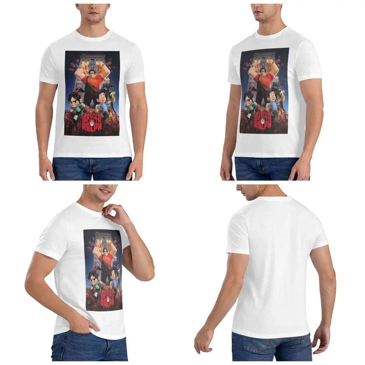 Wreck-It Ralph Disney T-Shirt for Men Cotton Plus Size T Shirts Men's Tees Short Crew Neck Summer Clothes Tops S-6XL