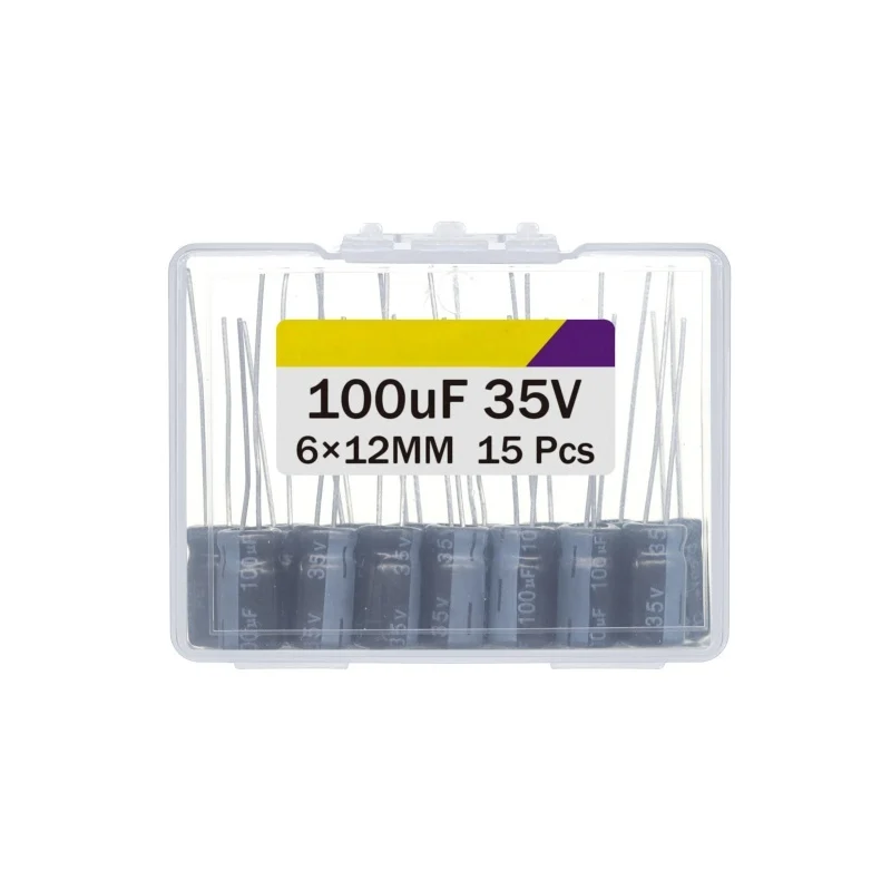 100uF 35V 6x12mm Electrolytic Capacitor 100 UF MFD 35 Volt 0.24x0.47in Aluminum Capacitors (Pack of 15