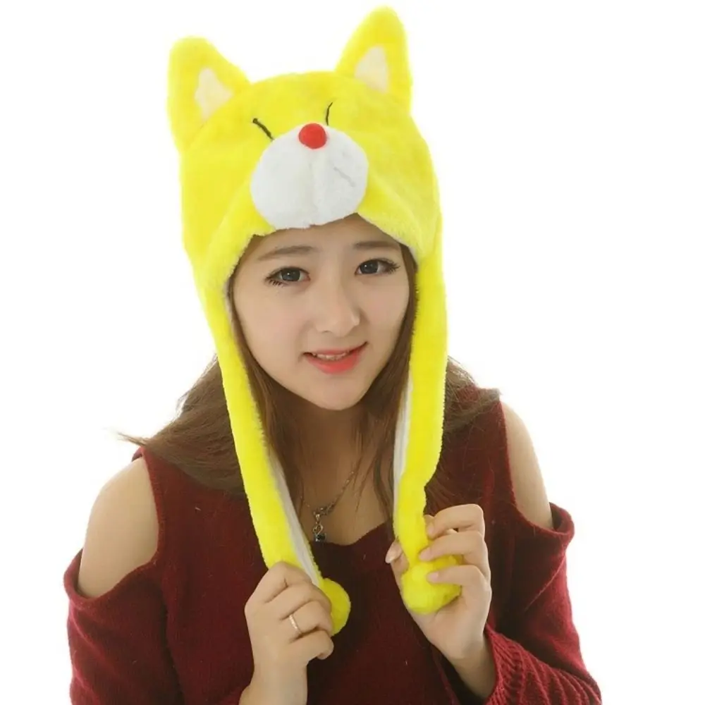 Cartoon Moving Hat Neck Warmer Trapper Hat Movable Ears Airbag Cap Funny Ear Protection Animal Earflap Hat Cosplay Party