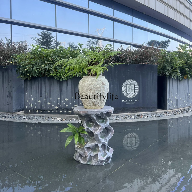 02 2024 new flower stand flower bonsai rack store coffee shop landscaping decoration Taihu stone pier rack