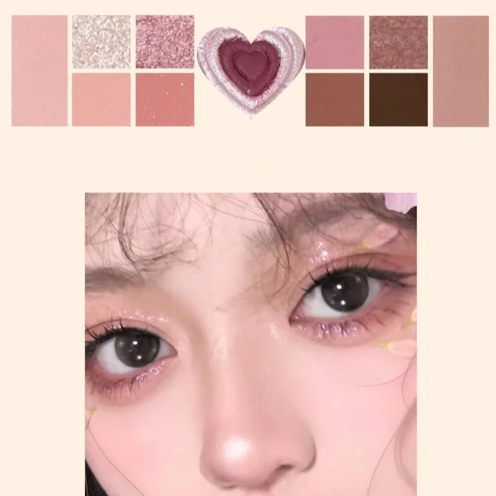 พาเลทท์อายแชโดว์ 12 สี รุ่น Love Heart พร้อมบลัชออนกลิตเตอร์ เครื่องสำอางแต่งหน้า บลัชออน ไฮไลท์เตอร์ ออลอินวัน สำหรับความงาม