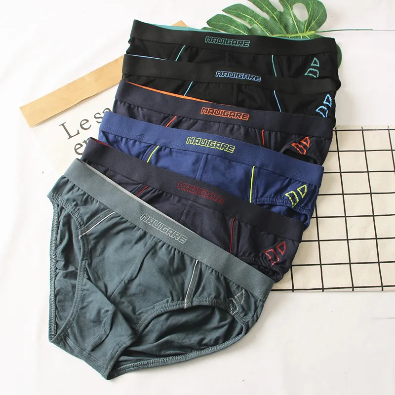 Ropa interior de algodón de alta elasticidad para hombre, pantalones triangulares de cintura baja, calzoncillos cómodos y tra...