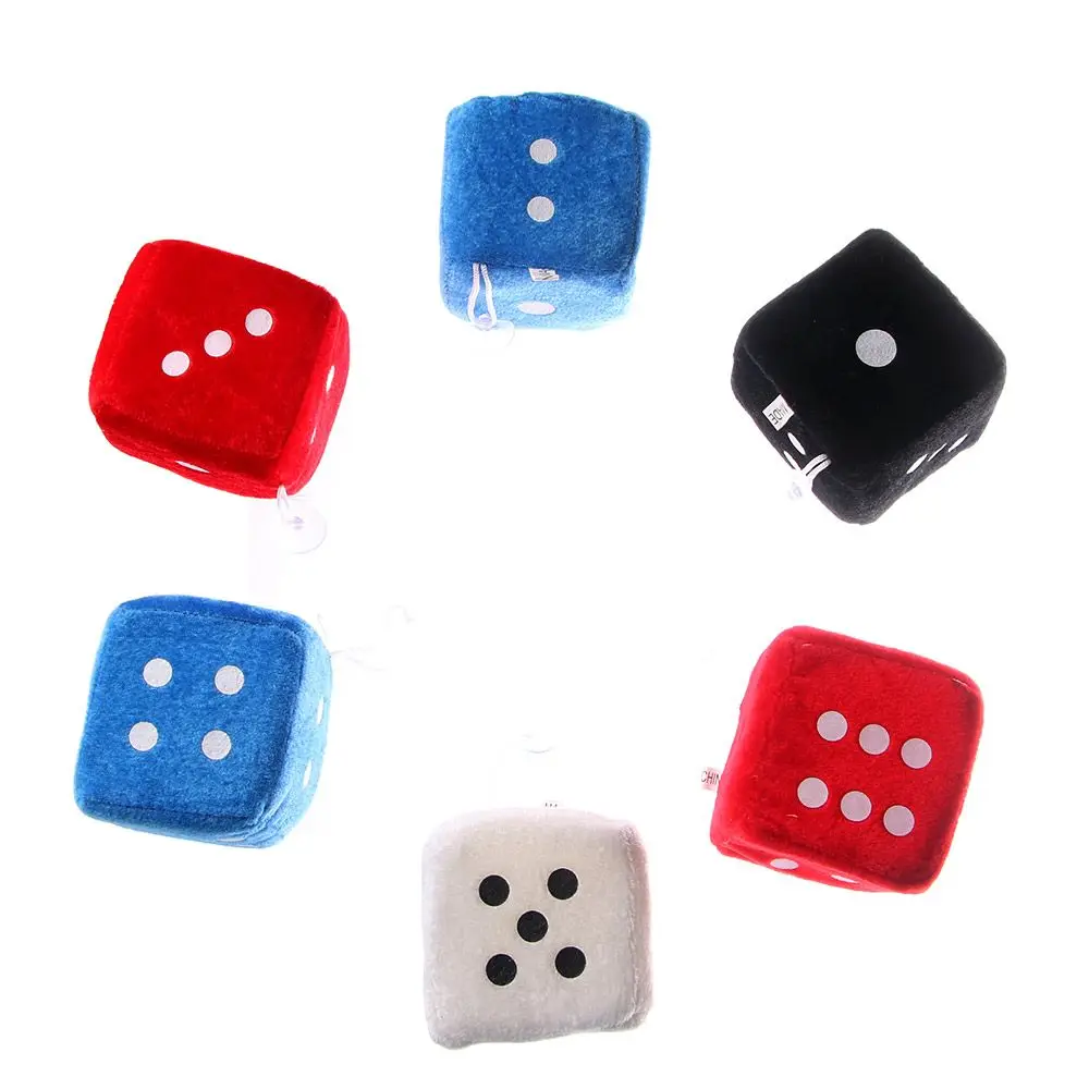 Black Light Up Dots Auto Vintage Rear View Accessories Mirror Plush Fuzzy Car Hanging Dice