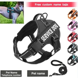 Personalized  Dog Harness Emotional Support Pet Vest Harness Reflective Breathable and Adjustable No-Pull  Dog Harness leash set