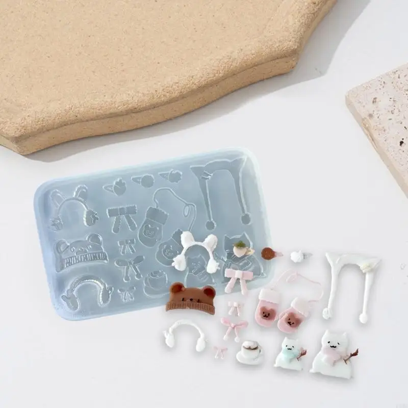 

R3MC Winter Gloves Accessories Mold Flexible Silicone Jewelry Charm Mould Epoxy Resin Accessory Making Mold for Craft Lover