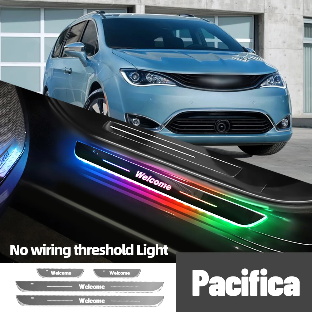 

For Chrysler Pacifica 2003-2023 2018 2019 2021Car Door Sill Light Customized Logo LED Welcome Threshold Pedal Lamp Accessories