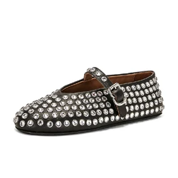 Women's Ballet Flats Rhinestone Buckle Mary Jane Casual Flat